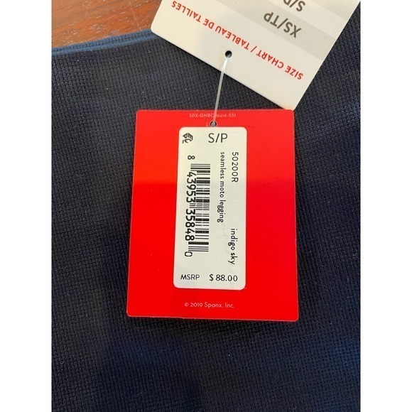 NWT Spanx Moto Leggings‎ Indigo Sky Navy Blue Seamless Look at Me Now Size Small - Picture 15 of 15